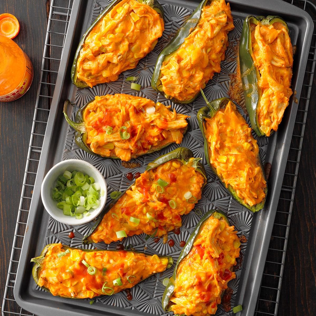 Buffalo Chicken Stuffed Poblano Peppers