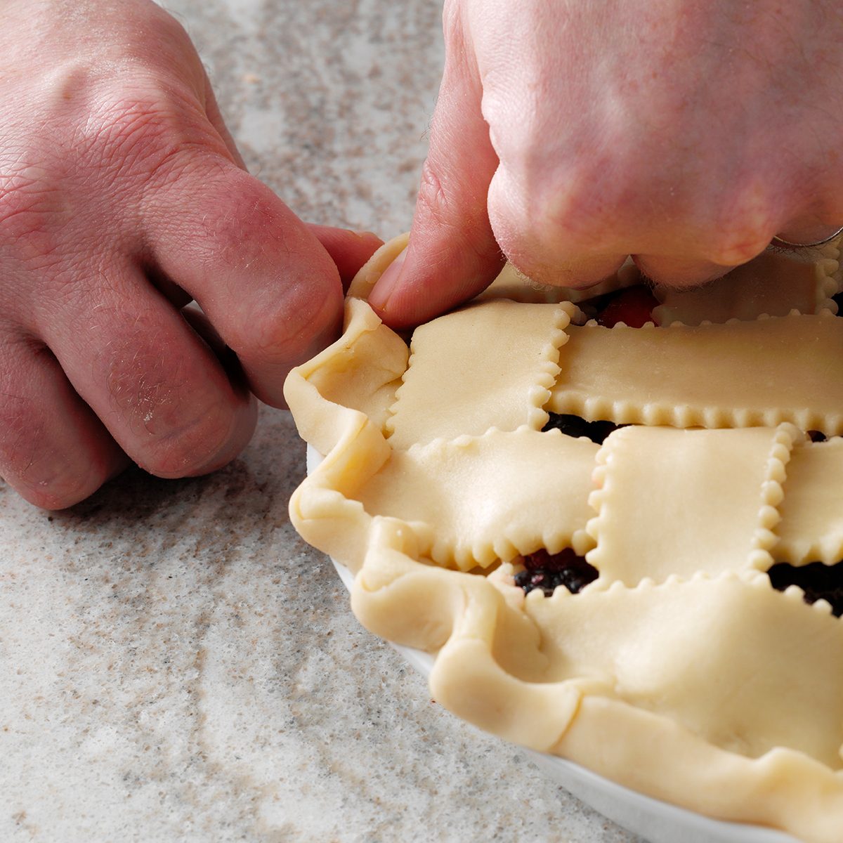 pinching the crust on a pie