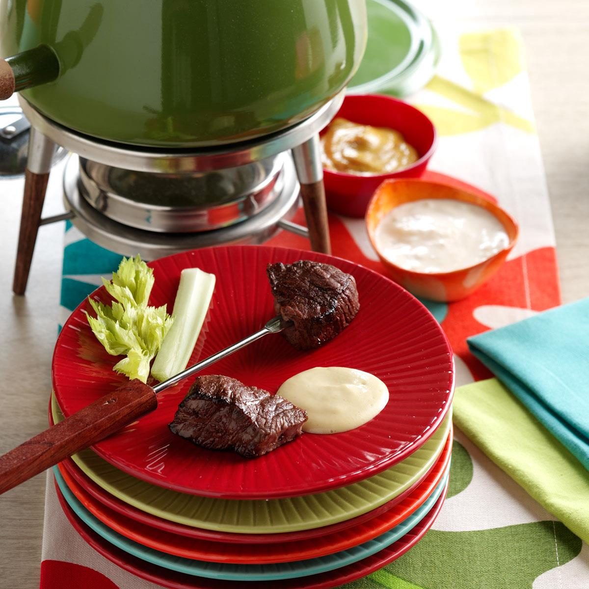 Beef Fondue with Sauces