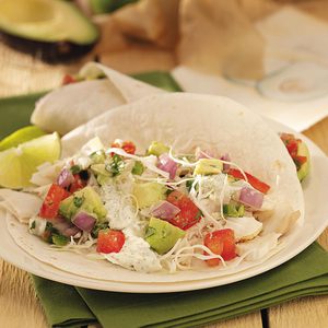 fish tacos with avocado sauce