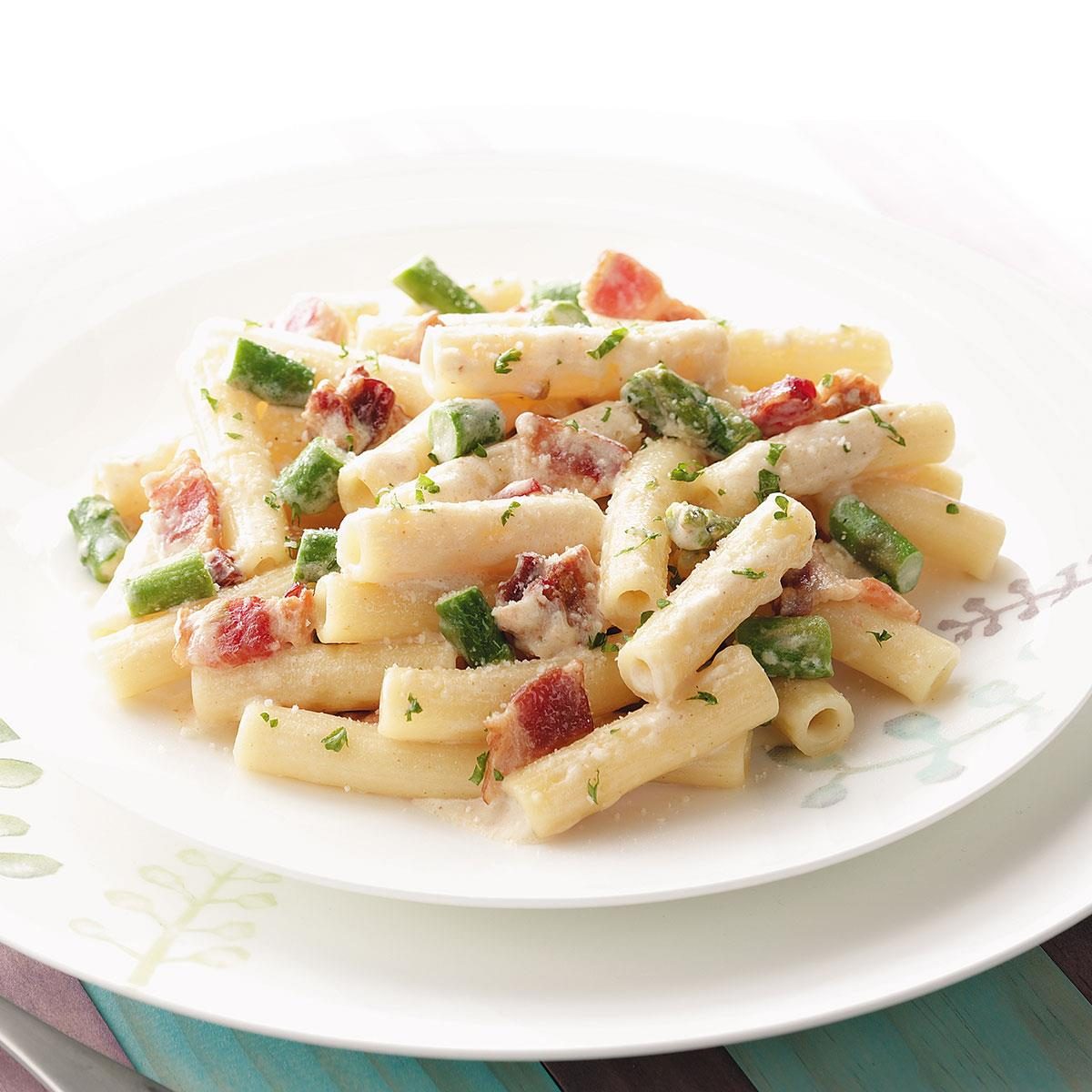 Makeover Rigatoni with Bacon and Asparagus
