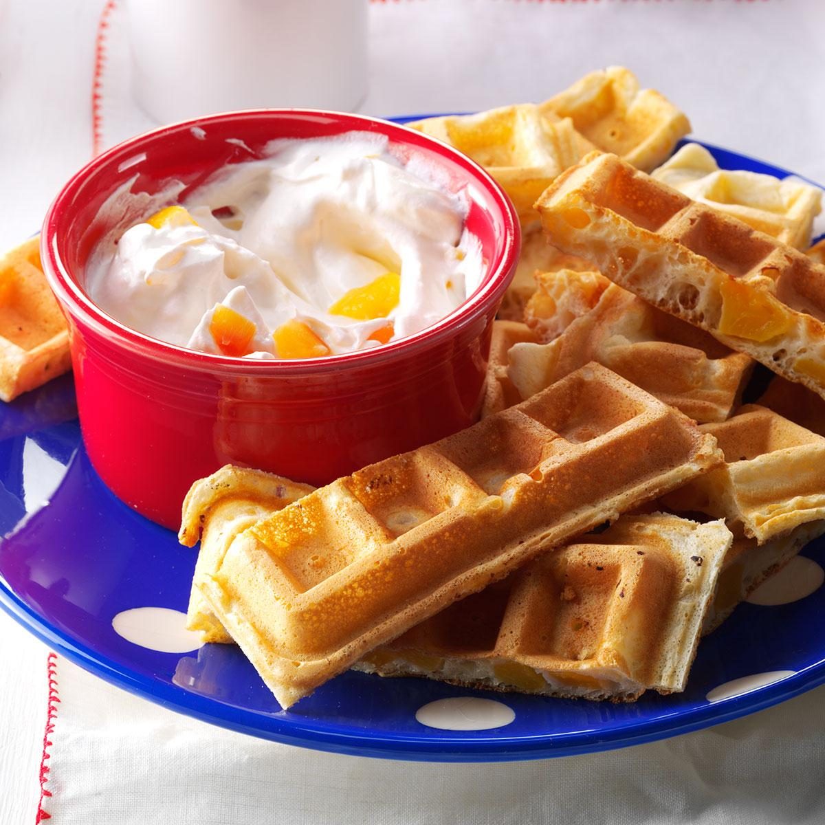 Peaches ‘n’ Cream Waffle Dippers