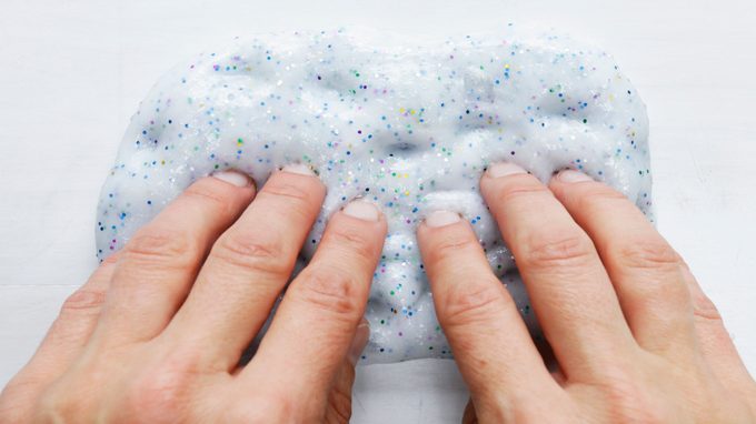 Person kneading their homemade slime