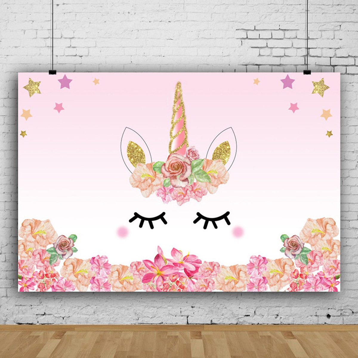Unicorn Party Backdrop 5x3ft, Unicorn Eyelashes, Stars, Flowers, Birthday Party Backdrop, Unicorn Party, Unicorn Decor, Adult Unicorn Party