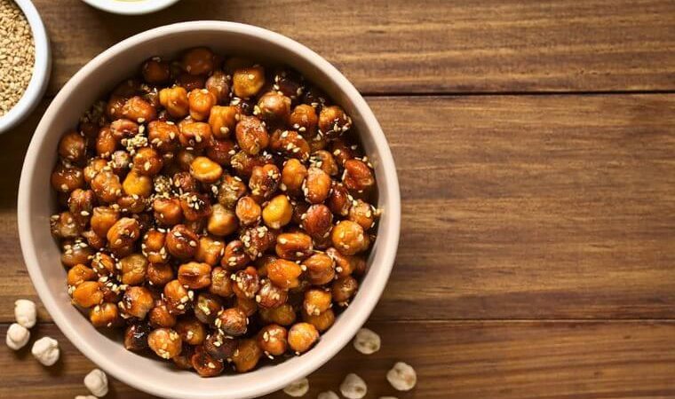 bowl of roasted garbanzo beans