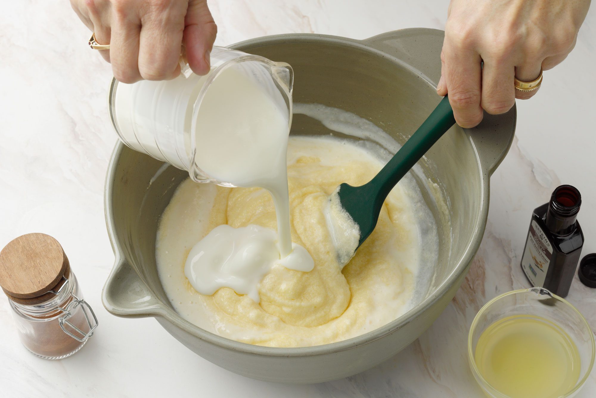 Beat buttermilk, vanilla, cinnamon and lemon juice