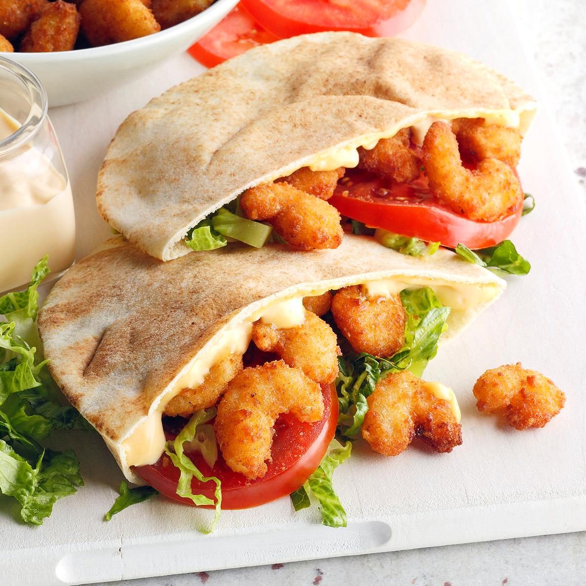 Cajun Popcorn Shrimp Sandwiches