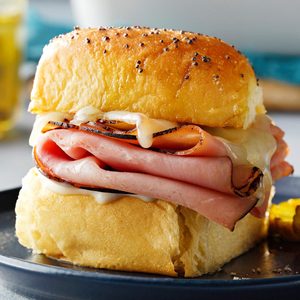 Caramelized Ham Swiss Buns