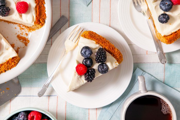 Piece of Easy Cream Pie Served in Small Plate with Fork