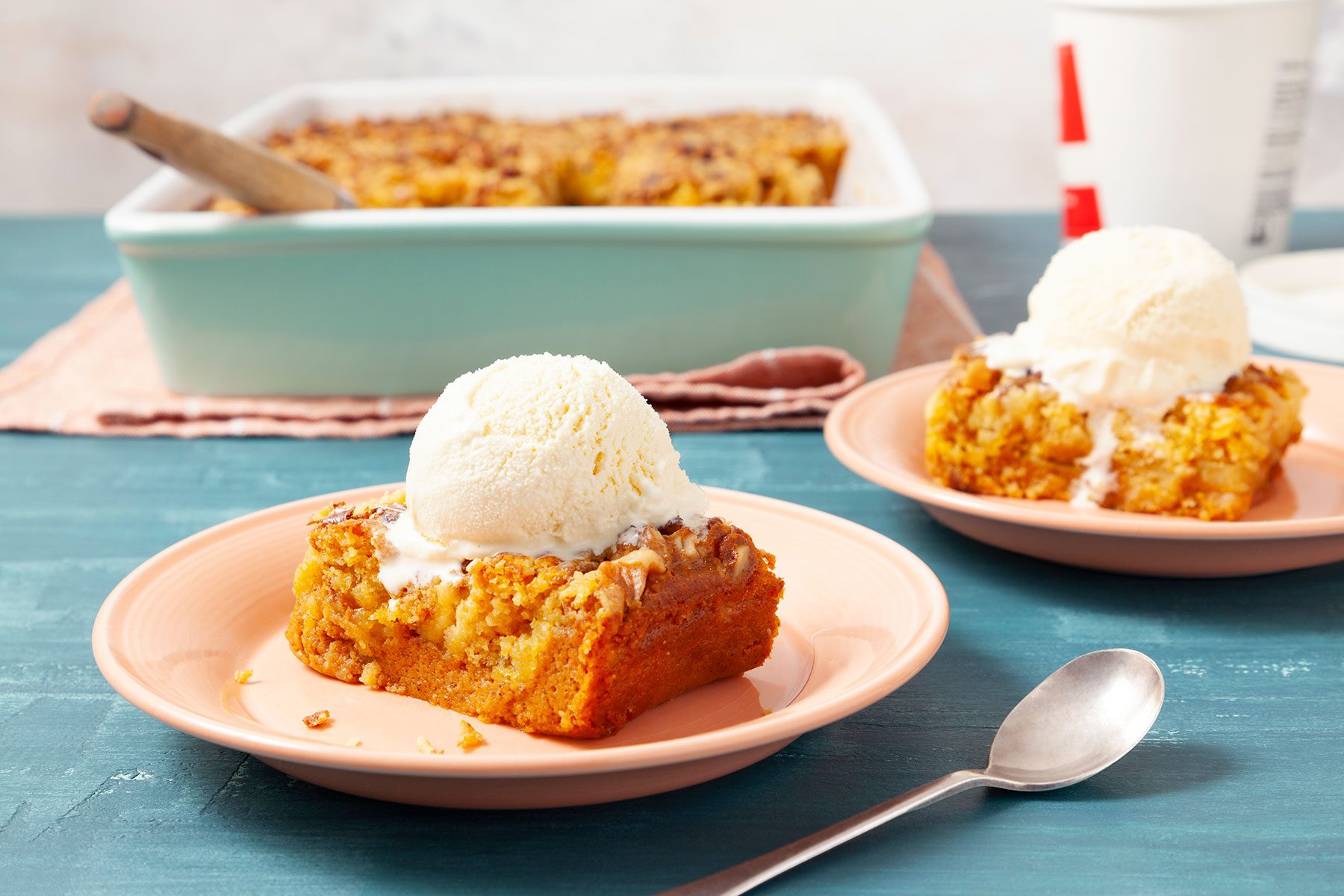 Pumpkin Dump Cake with Ice Cream