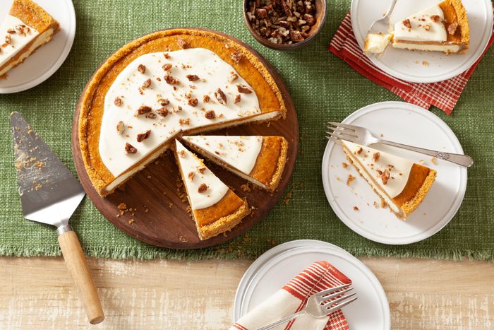 Delectable Sweet Potato Cheesecake sliced and served in plates