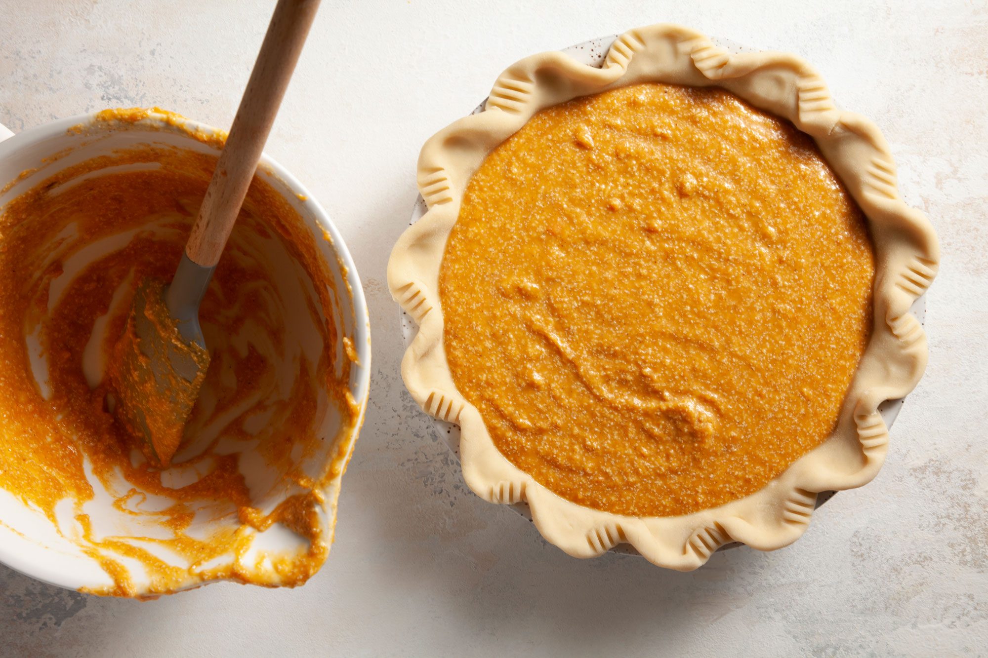 Sweet Potato Pie poured in crust