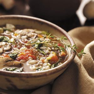 Mushroom Spinach Barley Soup