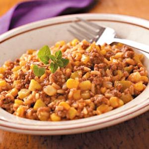 Beefy Tomato Rice Skillet