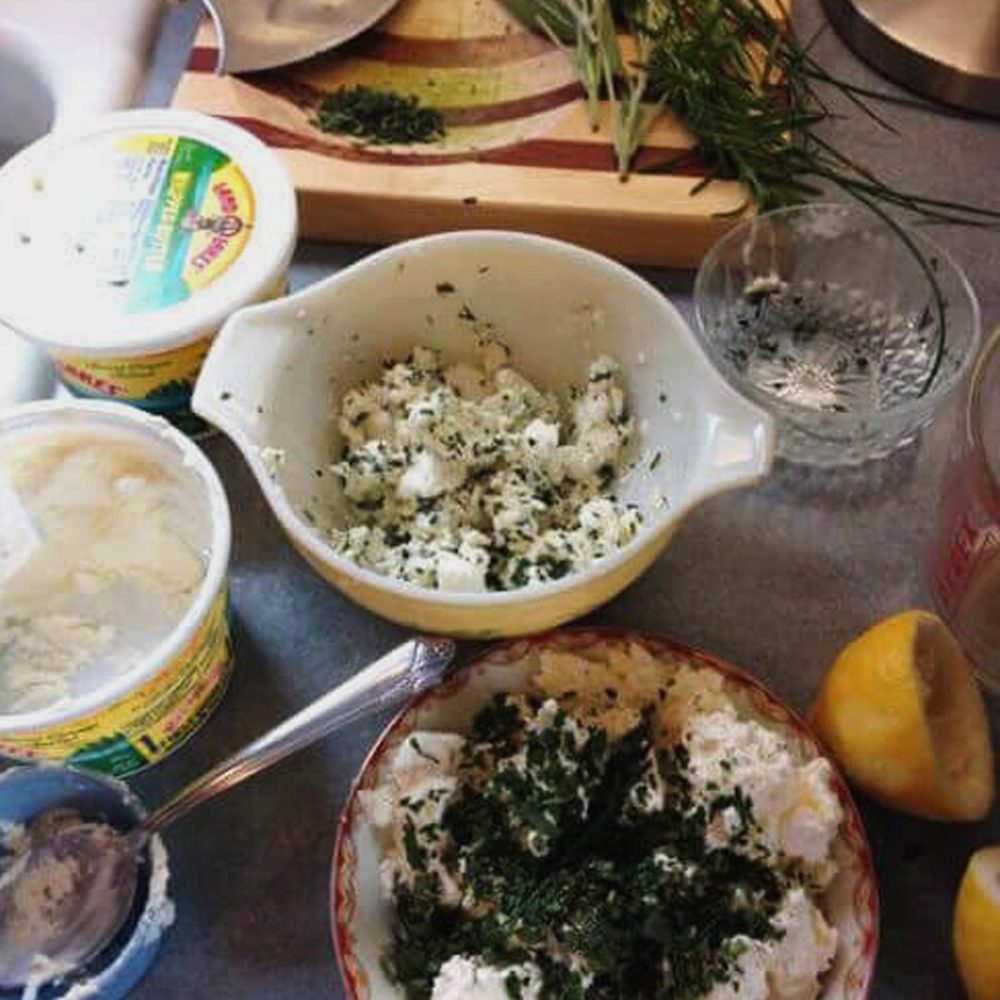 homemade butter tools and ingredients