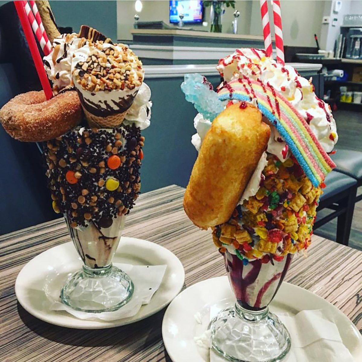 ice cream sundaes at the Elm Street Diner in Connecticut