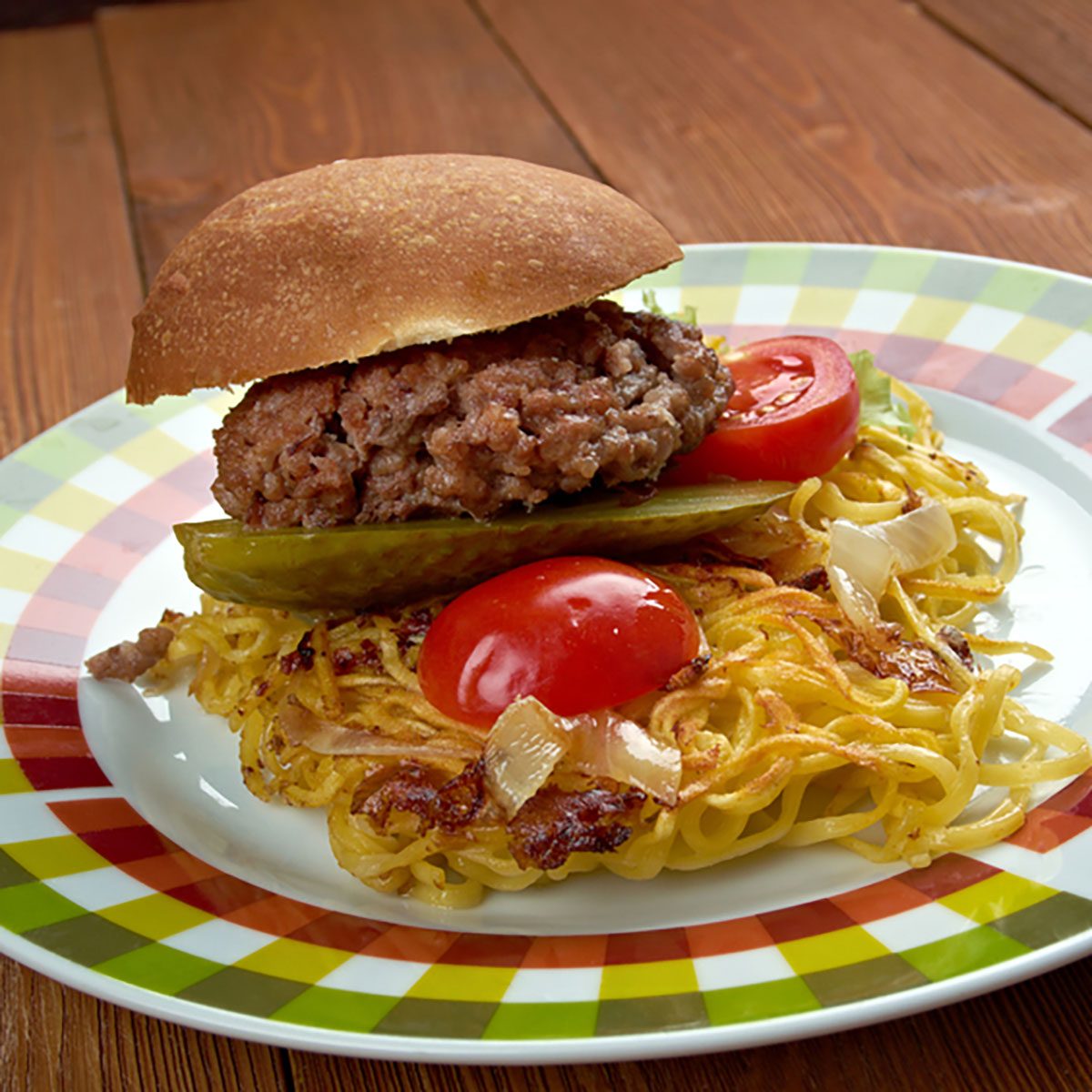 Chow mein sandwich - popular on Chinese-American restaurant menus throughout southeastern Massachusetts