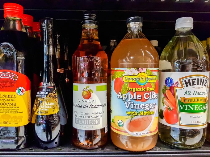 KUALA LUMPUR, MALAYSIA - NOVEMBER 4, 2017: Variety of Apple Cider Vinegar at Cold Storage Bangsar Shopping Centre, Kuala Lumpur