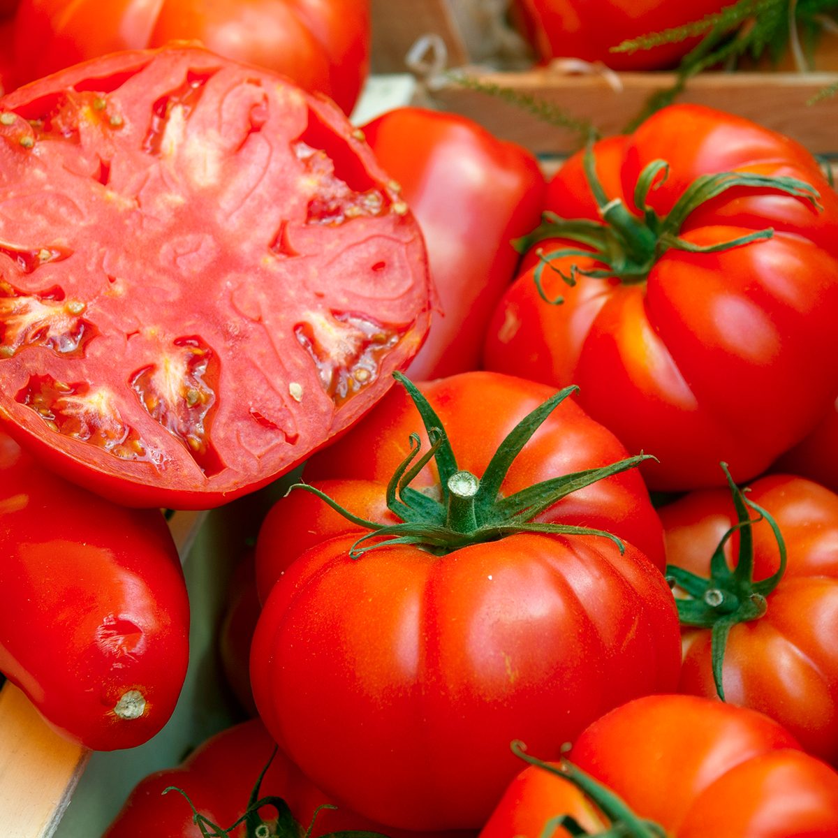 Sliced Ripe Beefsteak Tomato At Market