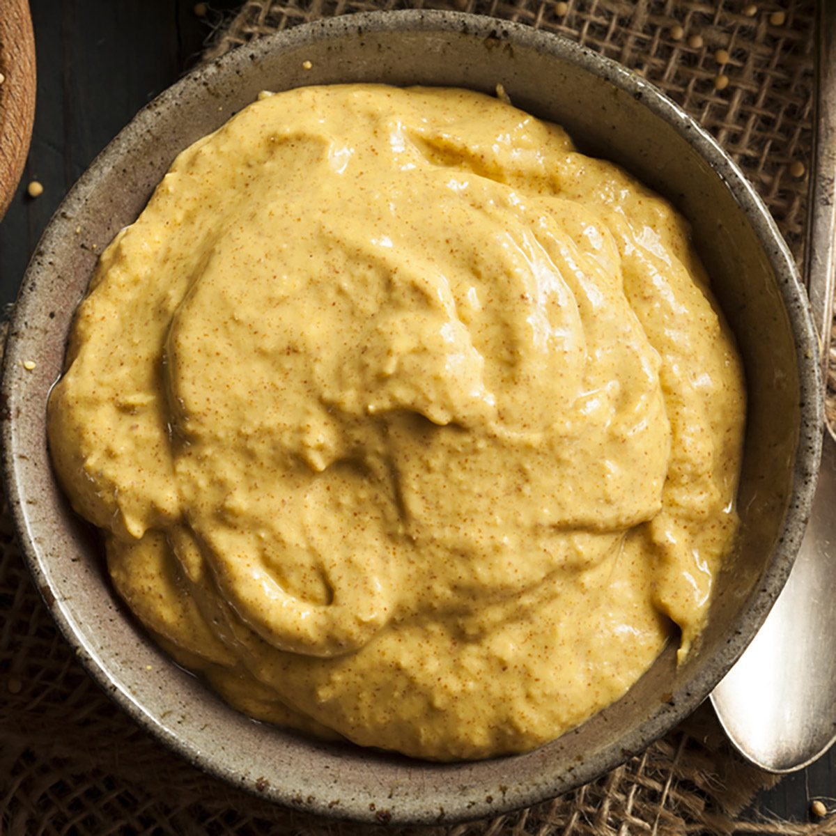 Homemade Spicy Mustard Sauce on a Background