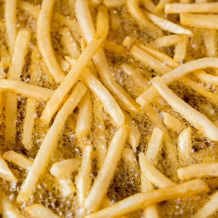 cooking french fries with oil