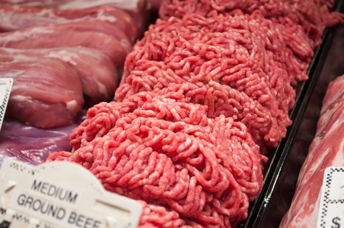 Fresh Ground Beef at the butcher.