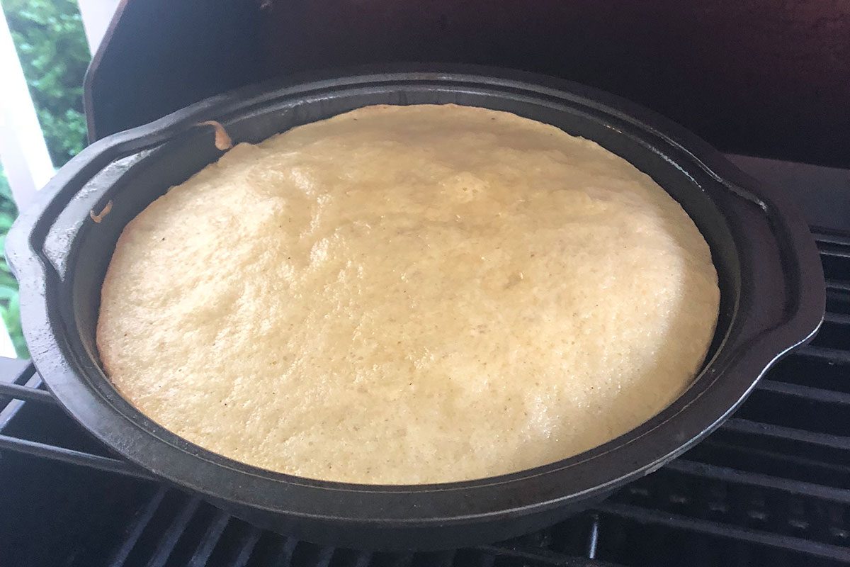 Cake baking on the grill