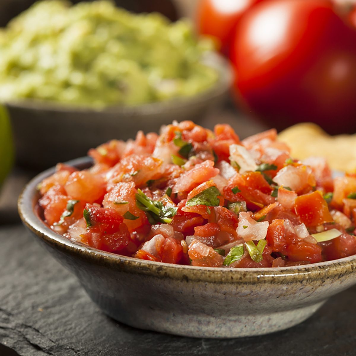 Homemade Pico De Gallo Salsa and Chips Ready to Eat