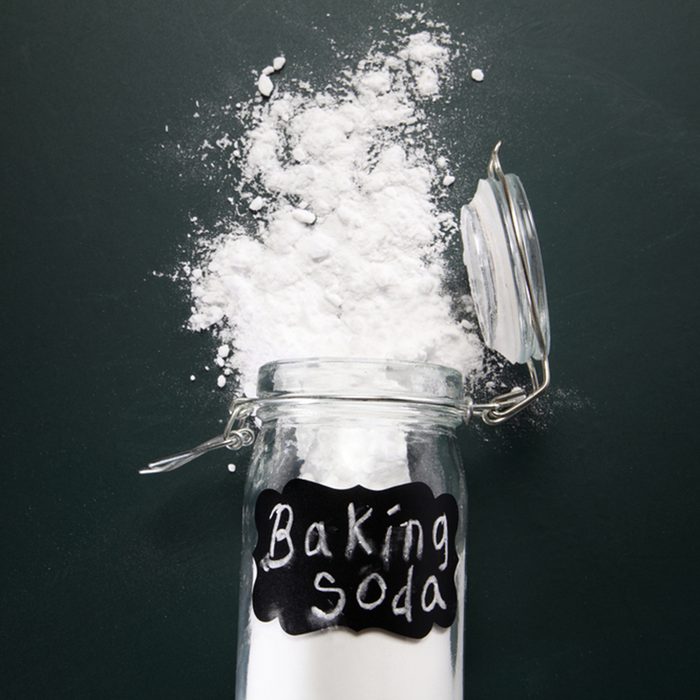 top view of baking soda on the blackboard