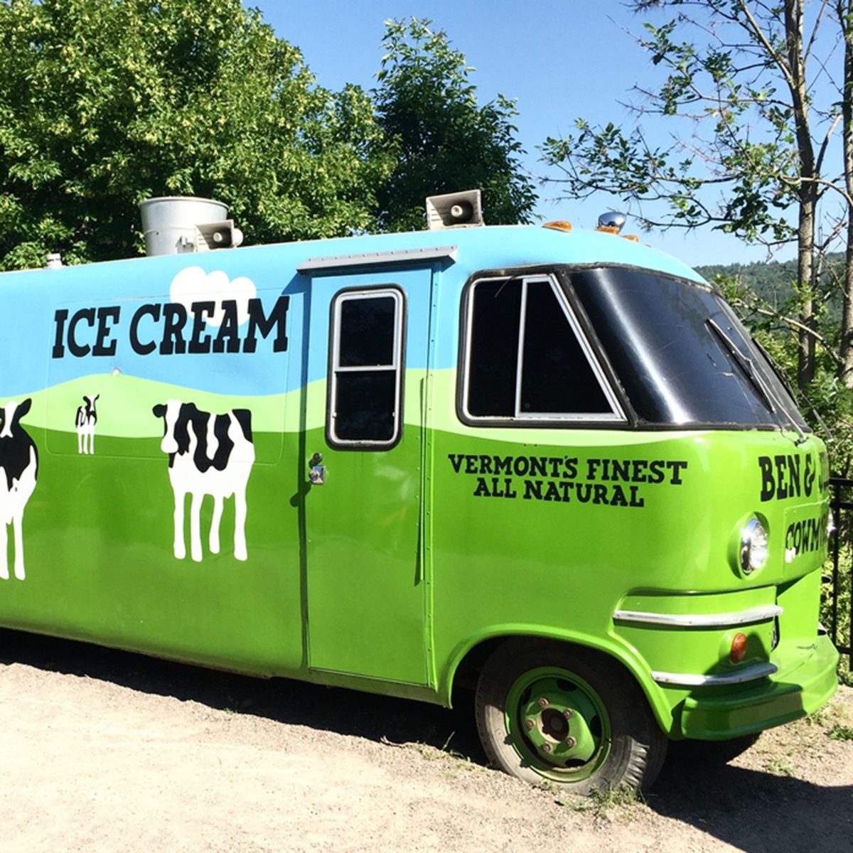 Vintage bus with Ben and Jerry