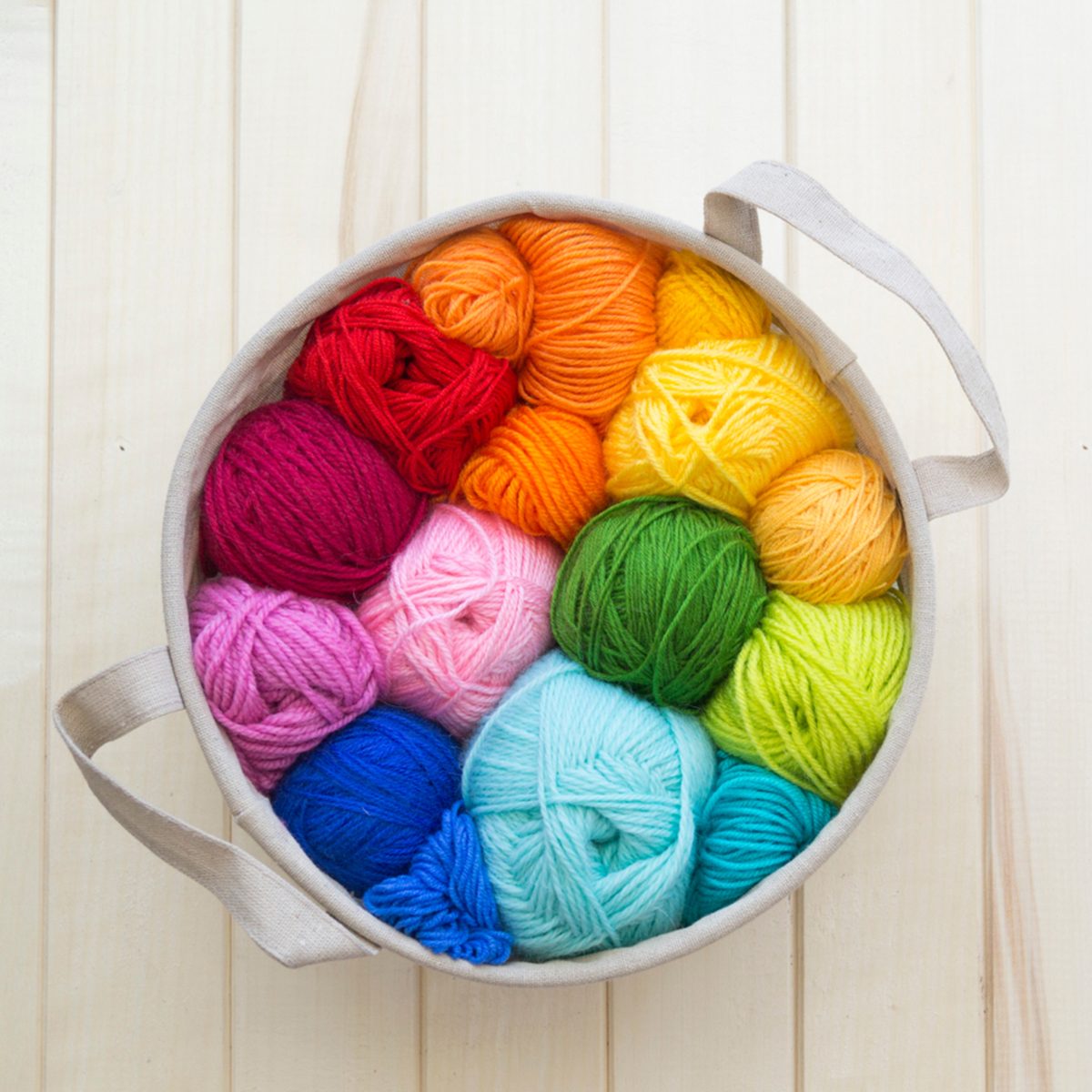 Colored balls of yarn.