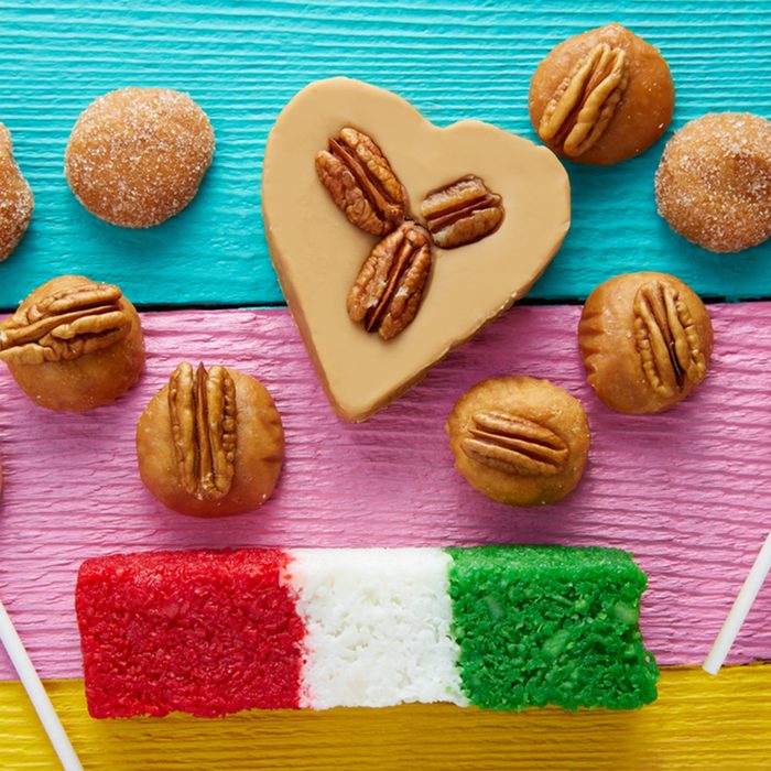 Mexican candy sweets cajeta pecan and coconut flag