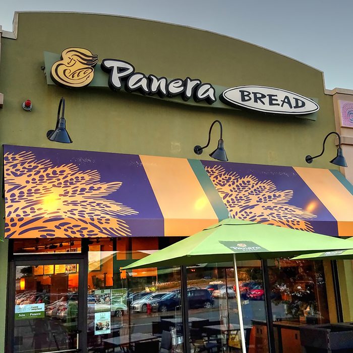 HDR image, Panera Bread sandwich restaurant, patio entrance