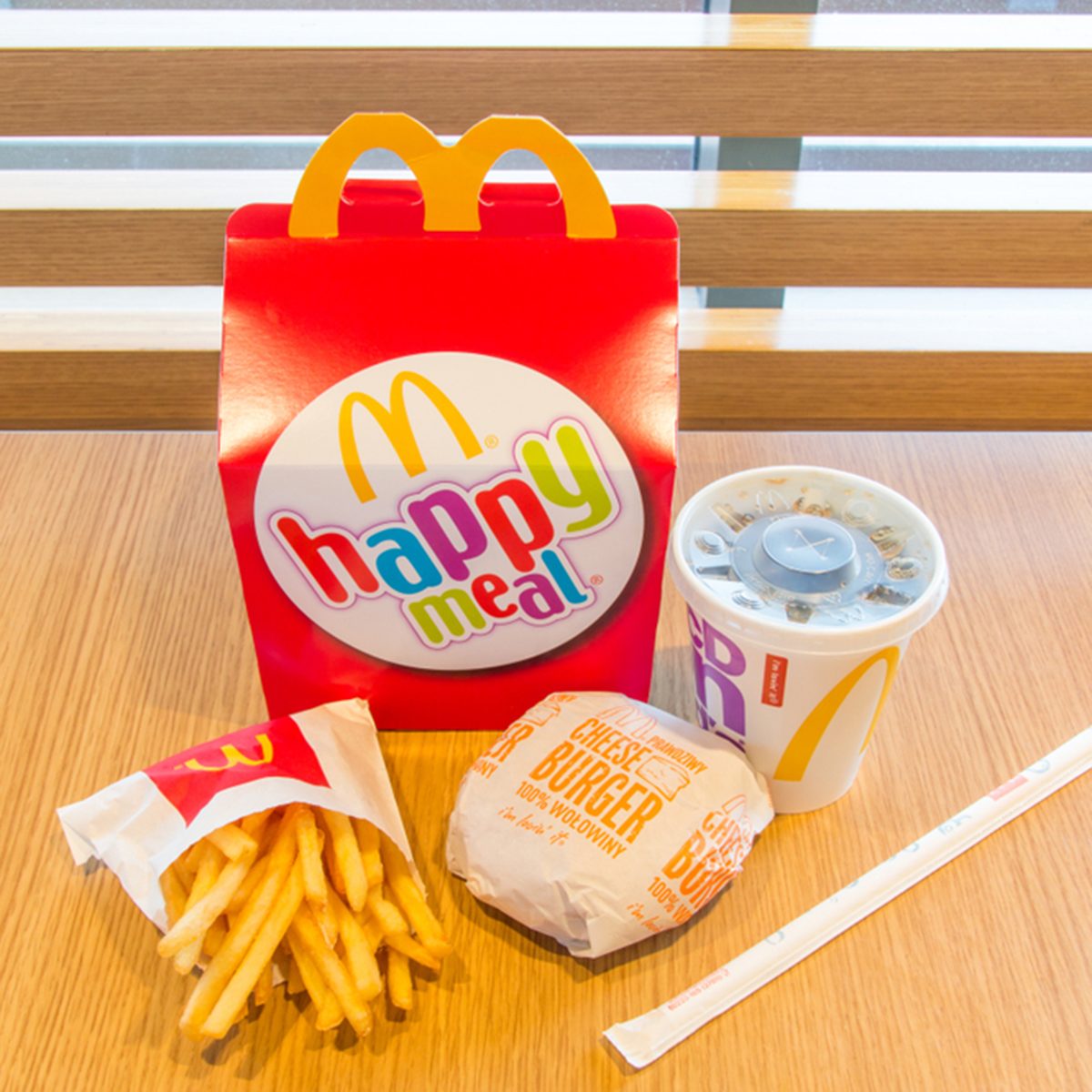 Gdansk, Poland - February 21, 2018: Happy meal with Coca-Cola, french fries and cheeseburger.; Shutterstock ID 1031907622; Job (TFH, TOH, RD, BNB, CWM, CM): Taste of Home