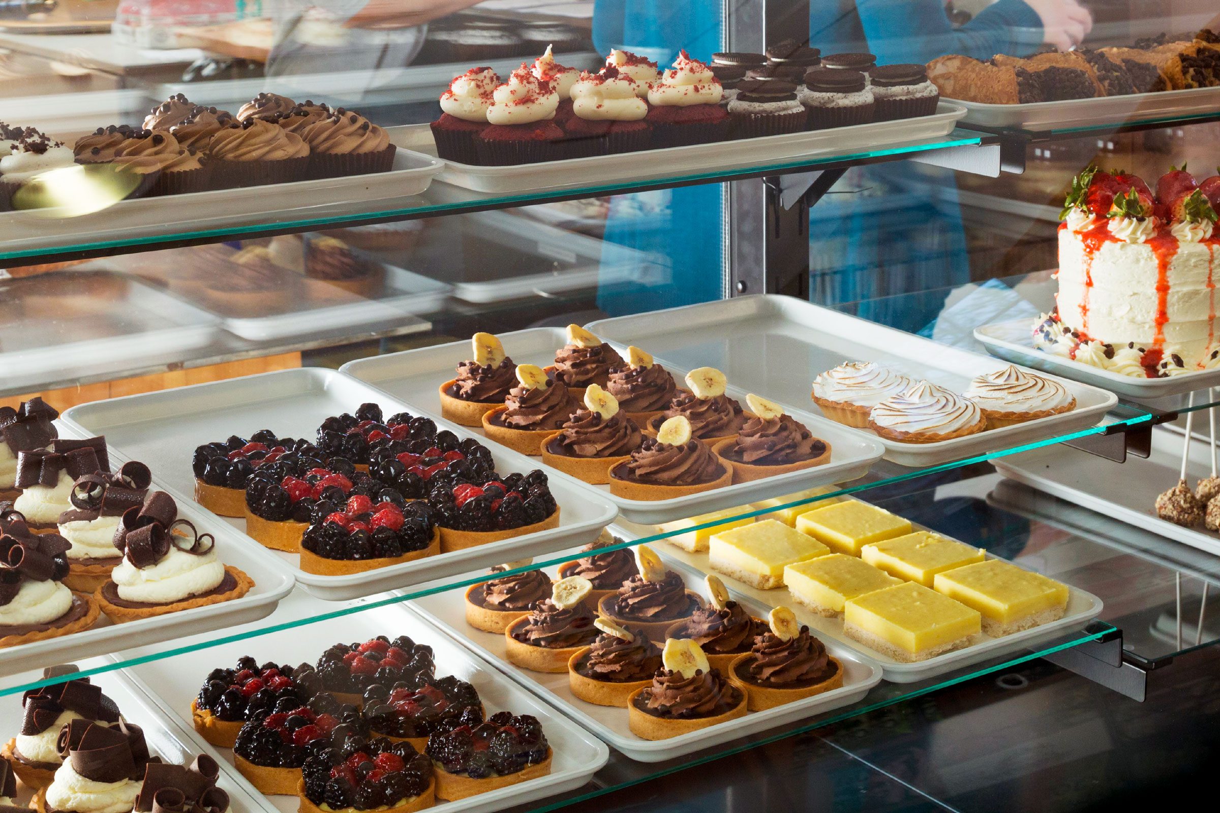dessert case in a grocery store