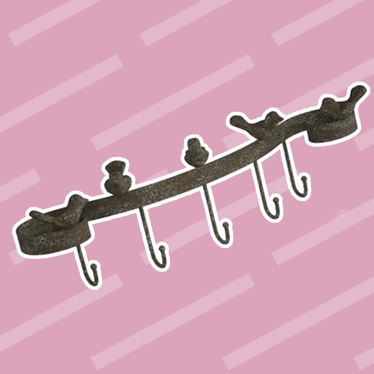 Decorative Cast Iron Birds on Ribbon Hook