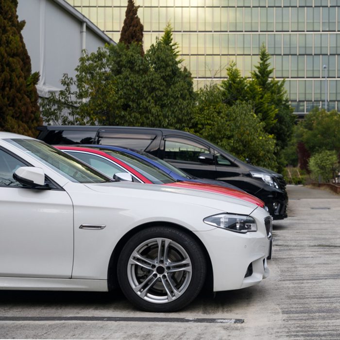 Side view of parking lot.