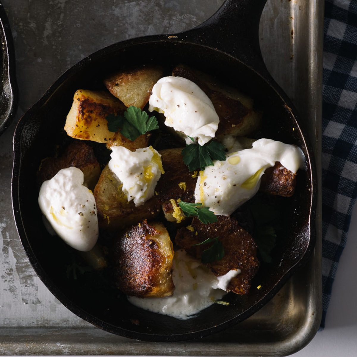 Crispy Roasted Potatoes with Burrata