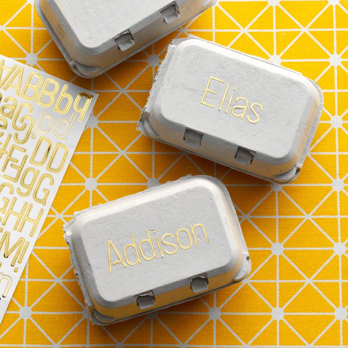 Egg boxes with name embossed on it 