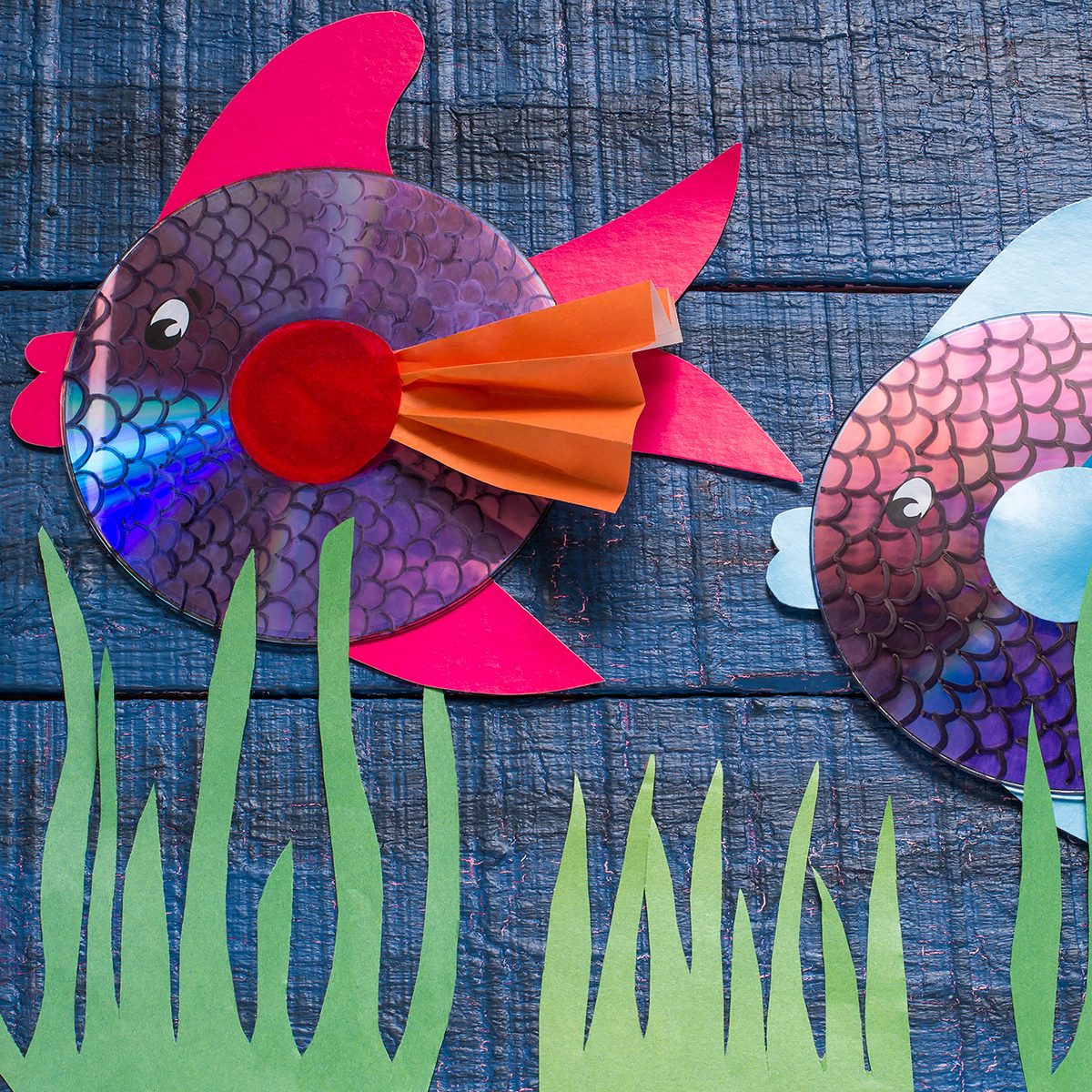 Making homemade toy fish from the CD. Handmade children