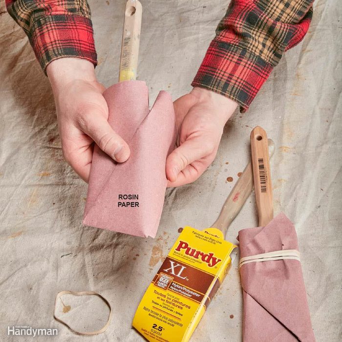 Wrapping paint brushes