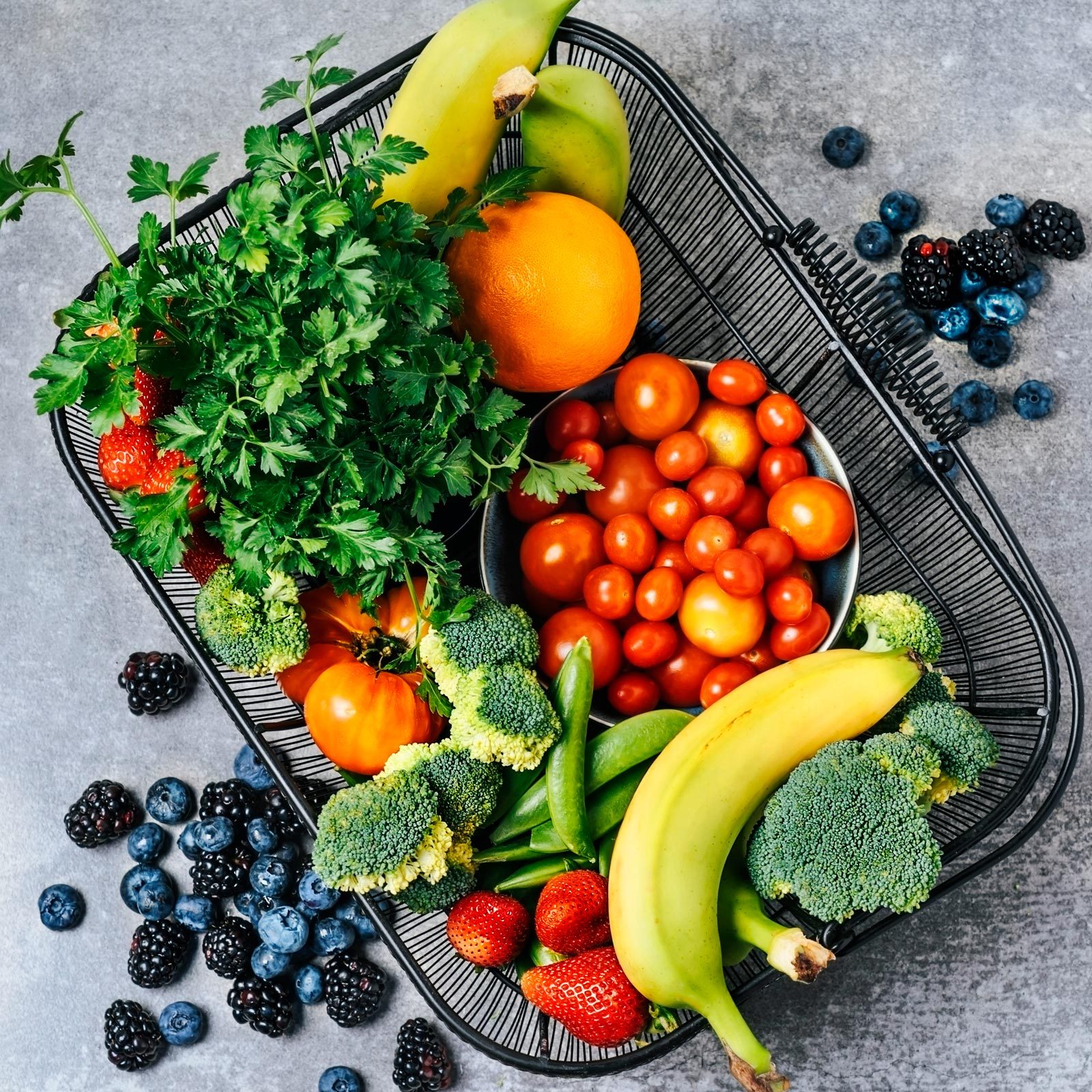basket of fresh summer produce
