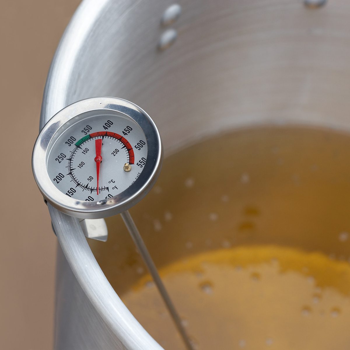 Thermometer in a pot of oil