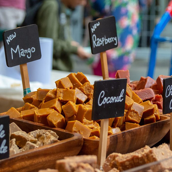 Traditional British Fudge on sale at a confectionary stall in London