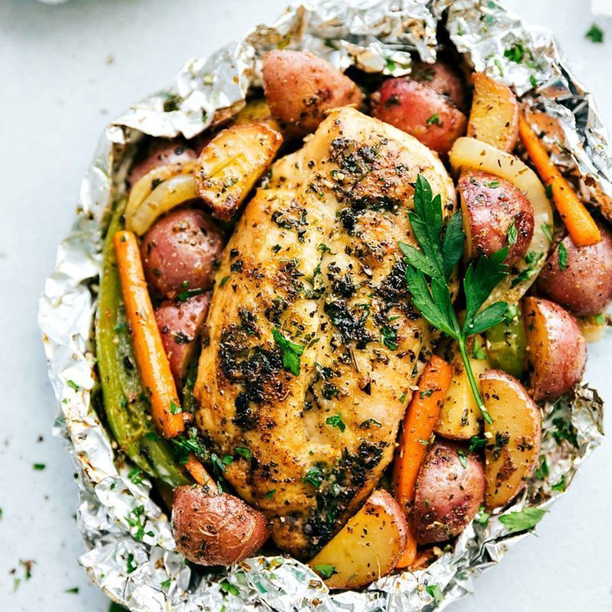 Foil Pack Italian Chicken and Veggies