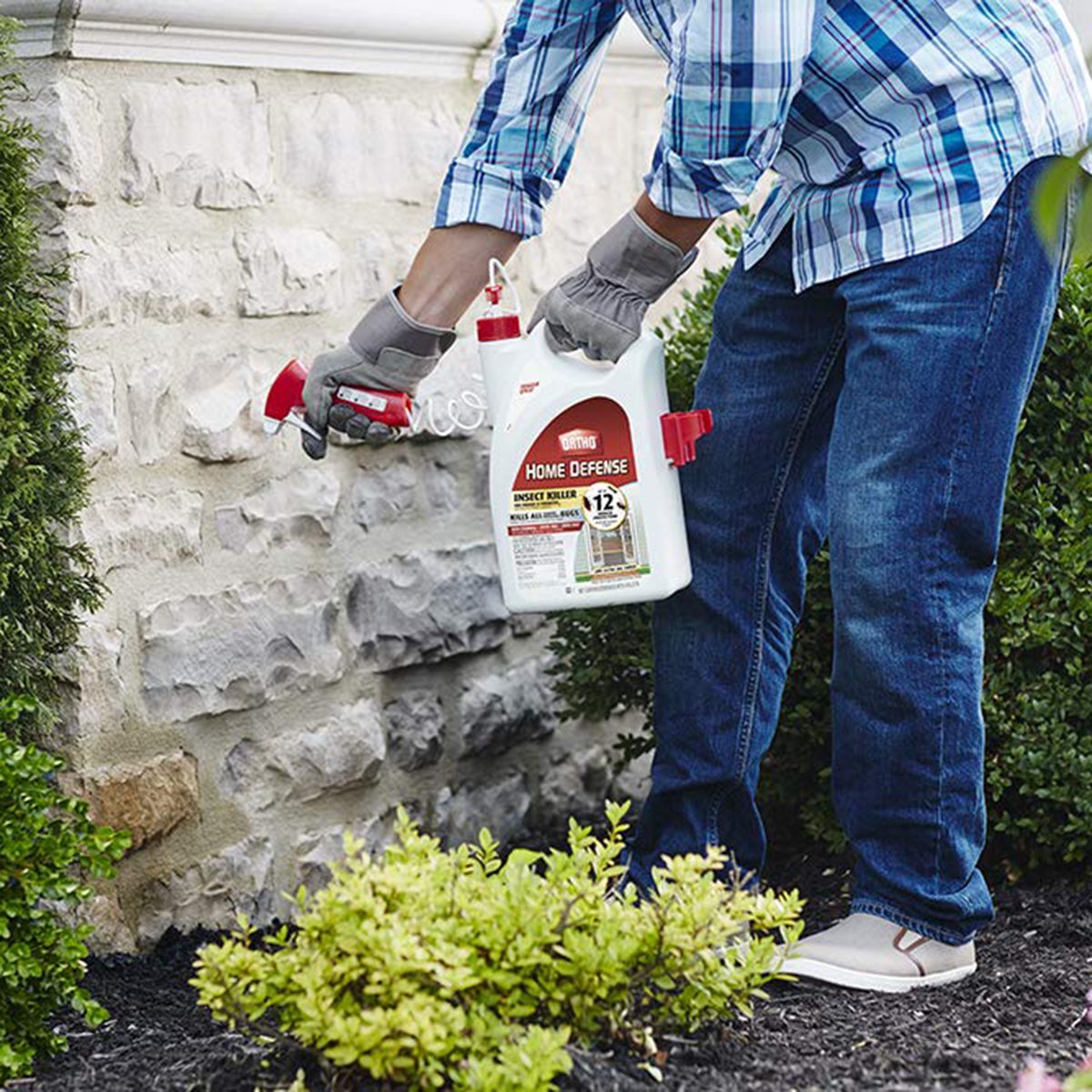 Spraying a pyrethrin barrier