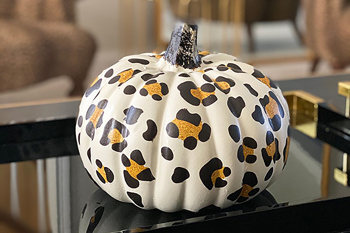 Leopard Print Painted Pumpkin