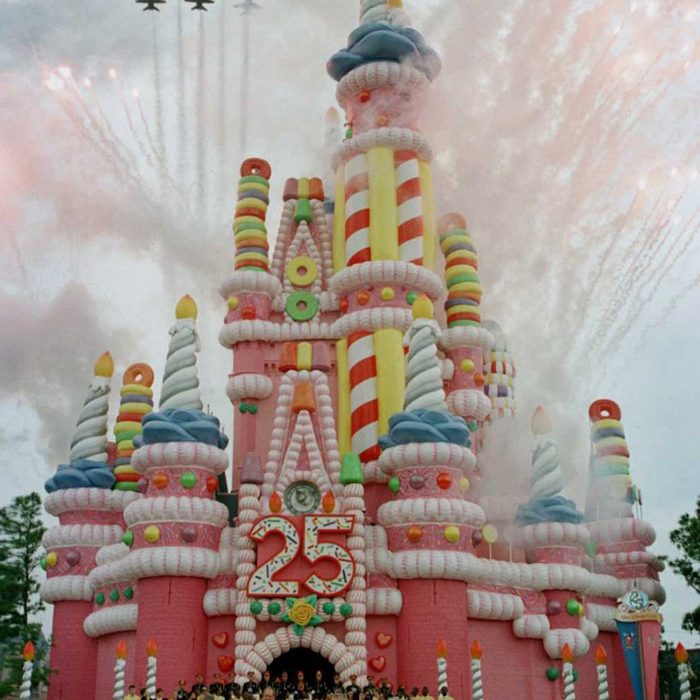 LAKE BUENA VISTA, UNITED STATES: Fireworks and six Air Force F-16 fighters fly over Cinderella