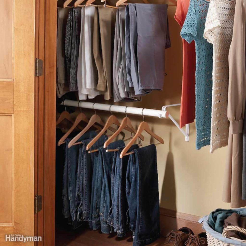 Clothes storage ideas for small spaces: Double-decker closet rod