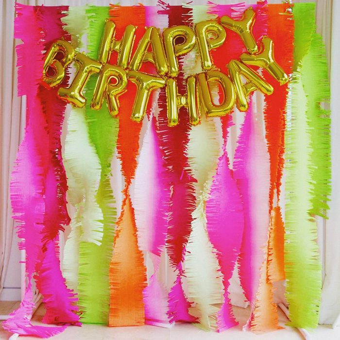 Giant paper fringe backdrop